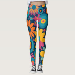 Retro Floral Burst Leggings
