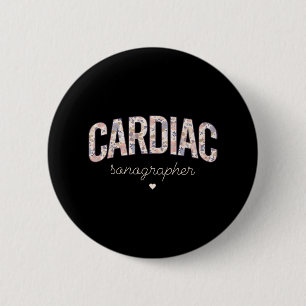 Retro Floral Cardiac Sonographin Kardiovaskuläres Button