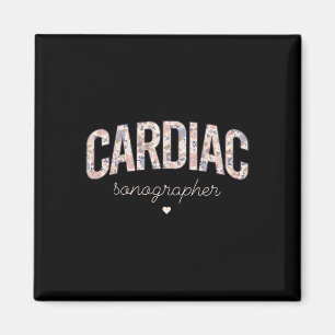 Retro Floral Cardiac Sonographin Kardiovaskuläres Magnet