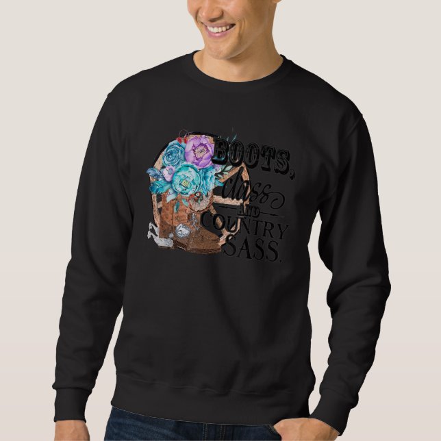 Retro Floral Cowgirl Boot Class Country Sass Peace Sweatshirt (Vorderseite)