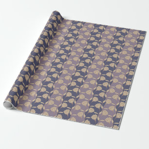 Retro Floral Crocus: Blue Mauve Wallpaper Geschenkpapier