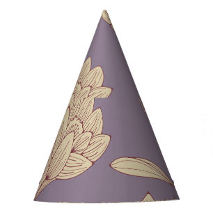 Retro Floral Crocus: Blue Mauve Wallpaper Partyhütchen