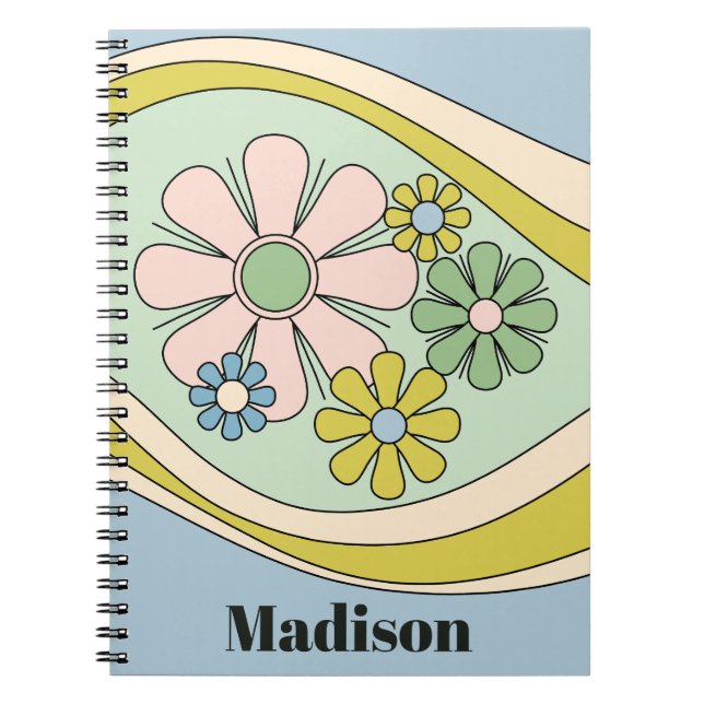 Retro Floral Daydream 60er Pastel Personalisiert Notizblock (Vorderseite)