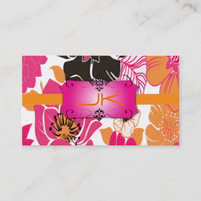 Retro Floral Design, leicht anpassbar Visitenkarte (Vorderseite)