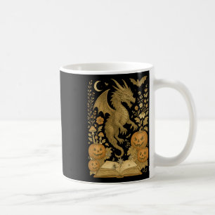 Retro Floral Dragon Buch Pumpkin Spooky Lesen Ha Kaffeetasse