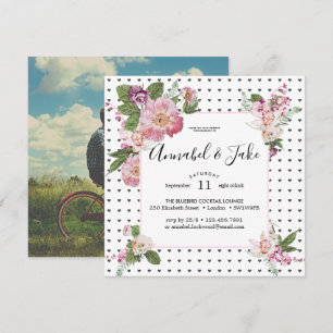 Retro Floral Foto Engagment Party Einladung