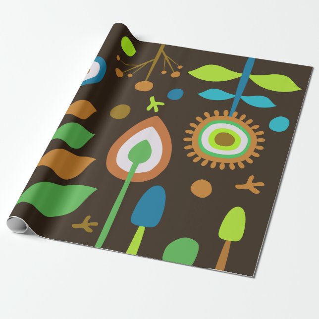 Retro Floral Geschenkpapier (Ungerollt)