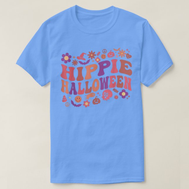 Retro Floral Ghost Groovy Hippie Halloween 60er 70 T-Shirt (Design vorne)