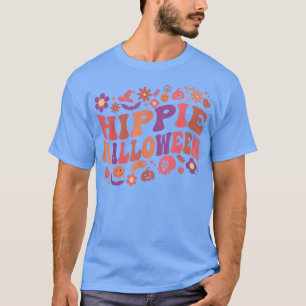 Retro Floral Ghost Groovy Hippie Halloween 60er 70 T-Shirt