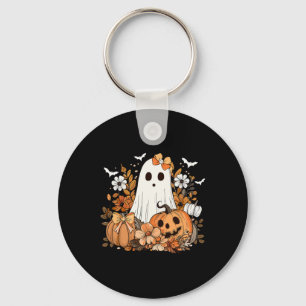 Retro Floral Ghost Niedlich Pumpkin HerbstHallowee Schlüsselanhänger