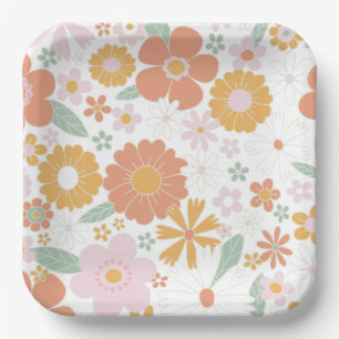 Retro Floral Groovday Pappteller