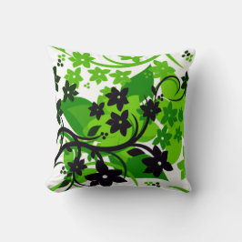 [Retro Floral] Grünes botanisches Grafikdesign Kissen