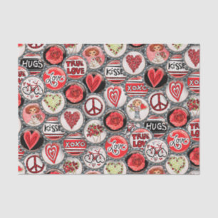 Retro Floral Heart Valentine's Day Flasche Cap Art Seidenpapier
