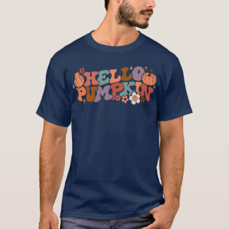 Retro Floral Hello Pumpkin Fall Harvest Pumpkin Se T-Shirt