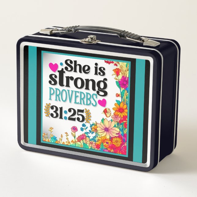 Retro floral Inspiration Metall Brotdose (Vorderseite)