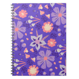 Retro Floral Journal   Dreamy Lila Pink Notebook Notizblock