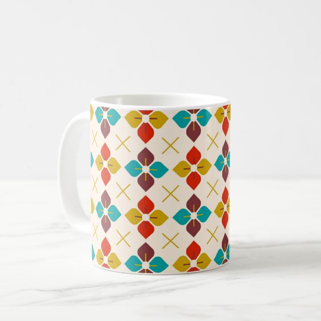 Retro Floral Kaffeetasse (Vorderseite Links)