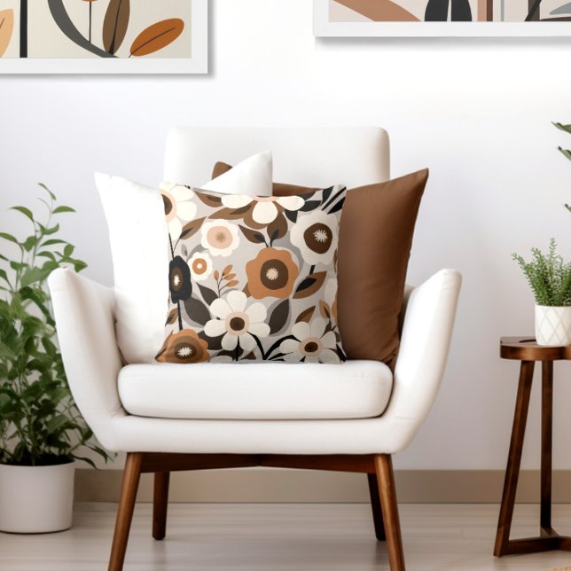 Retro Floral Kissen (Transform your space with the timeless beauty of mid century modern floral throw pillow.)