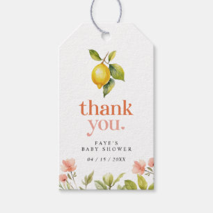 Retro Floral Lemon   Baby Dusche Gefallen Geschenkanhänger