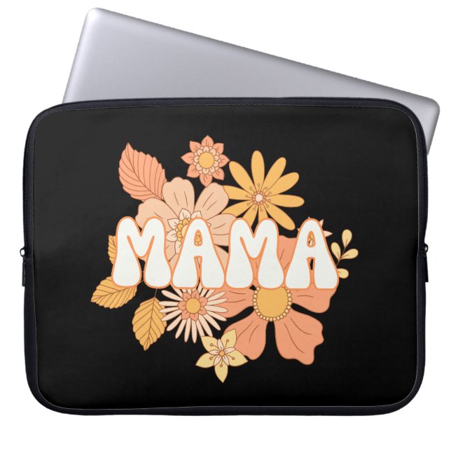 Retro Floral Mama Laptopschutzhülle (Vorderseite)