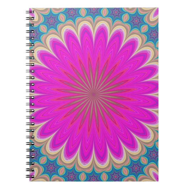 Retro Floral Mandala Psychedelic Blume Power Notizblock (Vorderseite)