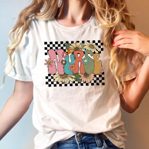 Retro Floral Mitte des Jahrhunderts Krankenschwest T-Shirt