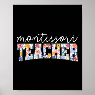 Retro Floral Montessori-Lehrerin Dozentin Erzieher Poster