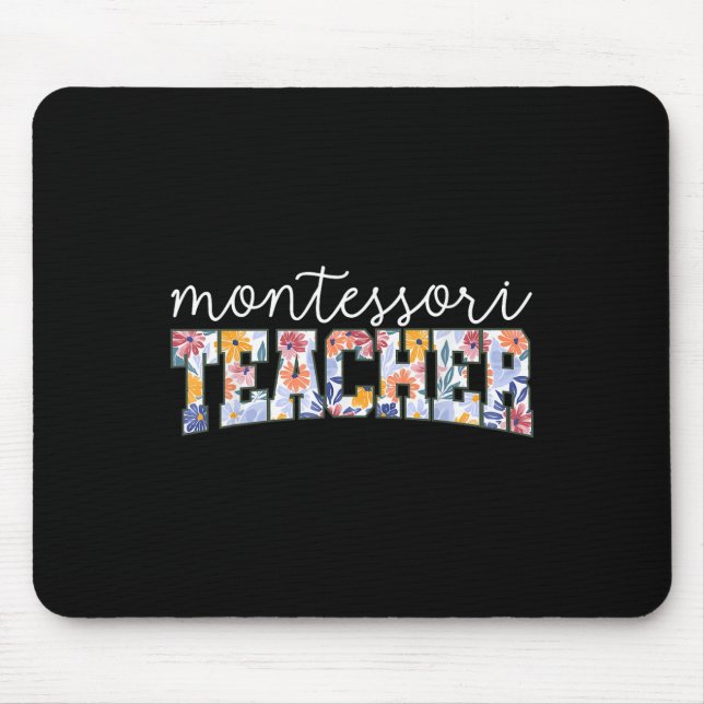 Retro Floral Montessori Teacher Instructor Educato Mousepad (Vorne)