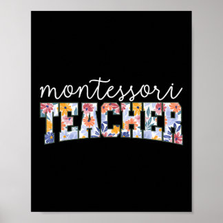Retro Floral Montessori Teacher Instructor Educato Poster