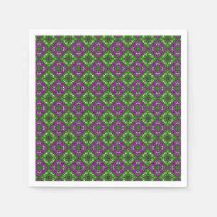 Retro Floral Mosaik Muster grün und Lila Serviette