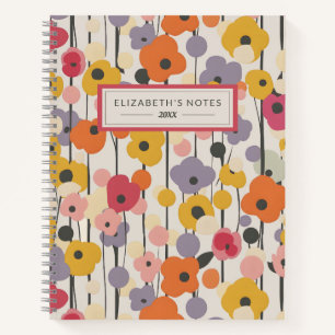 Retro Floral Motif Monogramme Journal