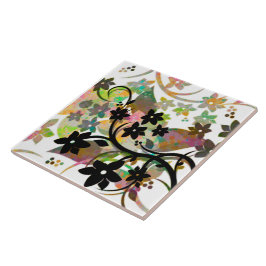 [Retro Floral] Multicolor Botanical Graphics Desig Fliese