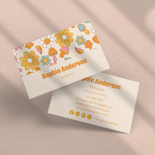 Retro Floral & Mushroom Niedlich Boho Visitenkarte