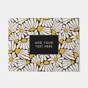 Retro Floral Mustard Yellow Black Fußmatte