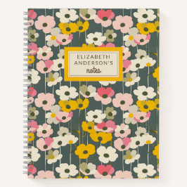 Retro Floral Muster Monogramm Notizbuch