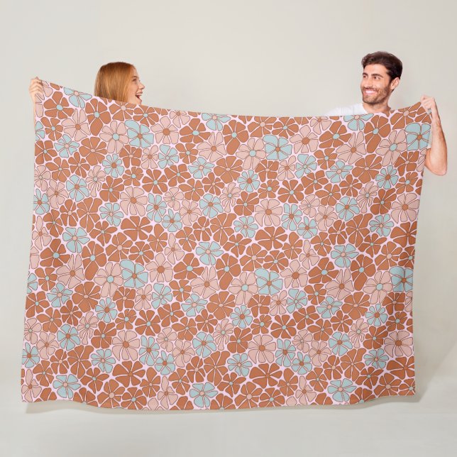Retro Floral Nahtloses Muster Fleecedecke (Beispiel)