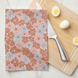 Retro Floral Nahtloses Muster Geschirrtuch