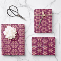 Retro Floral Nahtloses Muster in Burgund und Rosa