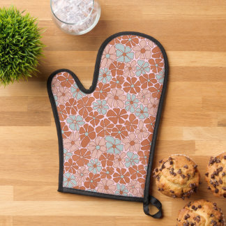 Retro Floral Nahtloses Muster Ofenhandschuh