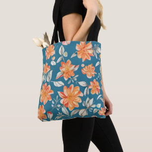 Retro Floral Nahtloses Muster Tasche