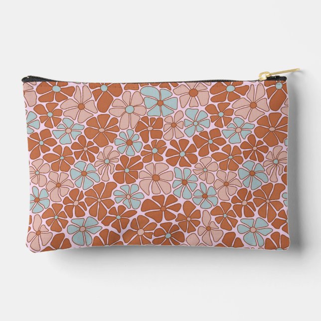 Retro Floral Nahtloses Muster Zubehörtasche (Rückseite)