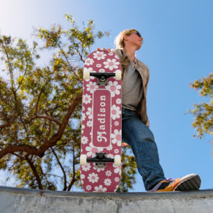 Retro Floral Name Rosa Skateboard