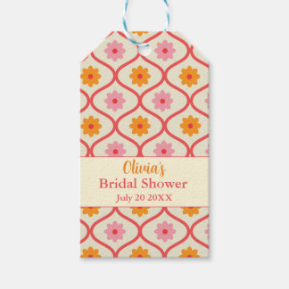 Retro Floral Ogee Mid-Century Modern Bridal Shower Geschenkanhänger