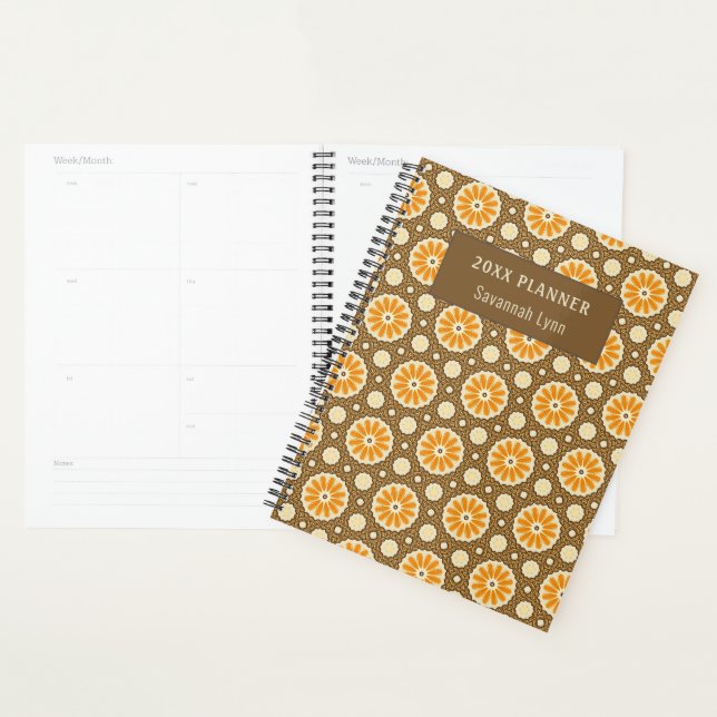Retro Floral Orange Brown Jahresplaner Planer (Anzeige)