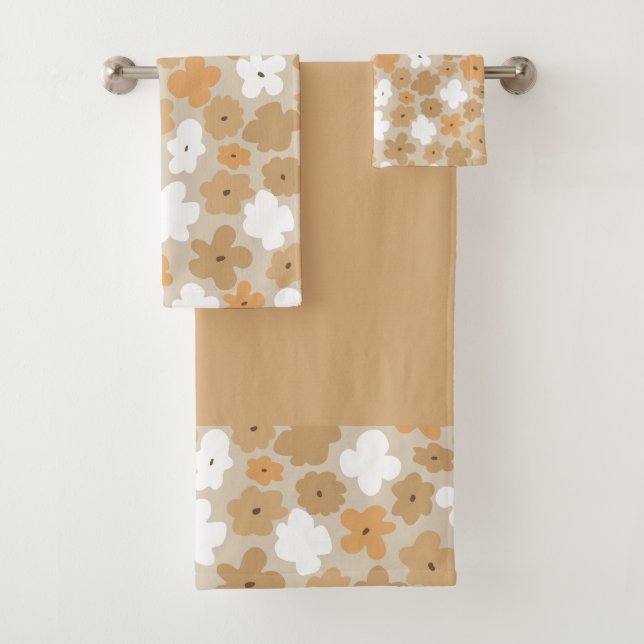 Retro Floral Pattern Badehandtuch Set (Insitu)