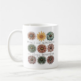 Retro Floral Peace and Kindness Kaffeetasse