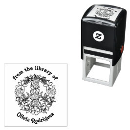 Retro Floral Peace Sign From The Library Permastempel
