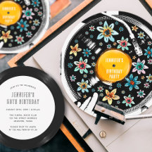 Retro Floral Personalisierter Vinyl Record Einladu