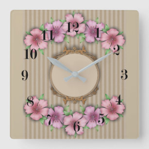 Retro , floral quadratische wanduhr