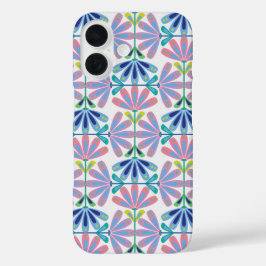 Retro Floral Series Halbtropfen iPhone 16 Hülle